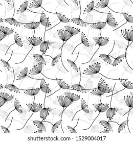Classical hand drawn dandelion repeat pattern design  