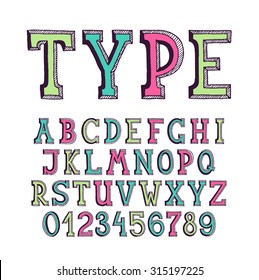 Classical hand drawn serif font with numerals for banners and lettering, empty outline, monochromatic, based on hand written letters. Easy to change color. 