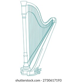 Ilustração clássica do vetor do contorno da harpa Ilustração clássica do vetor do contorno da harpa