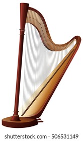 Classical harp with strings illustration