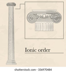 Classical Hellenic Architectural Ionic Style Order