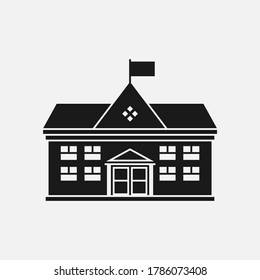 Classical high or elementary school building flat vector icon. College campus illustration isolated on white background.