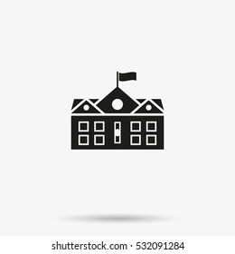 Classical High Or Elementary School Building Flat Vector Icon. College Campus Illustration Isolated On White Background.