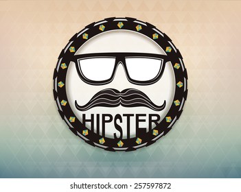 classical hipster badge on triangle summer colored background trendy vector abstract illustration with significant label 
