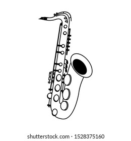 classical instruments, saxophone icon over white background, vector illustration