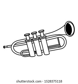 classical instruments, trumpet icon over white background, vector illustration