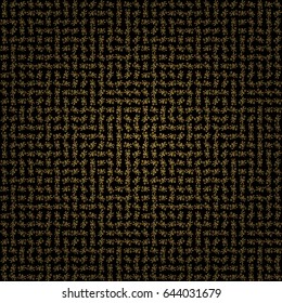 Classical invite sample seamless pattern with lace damask pattern. Laconic wedding card decorated with vector golden ornament on a black background. Announcement card in a simple design.