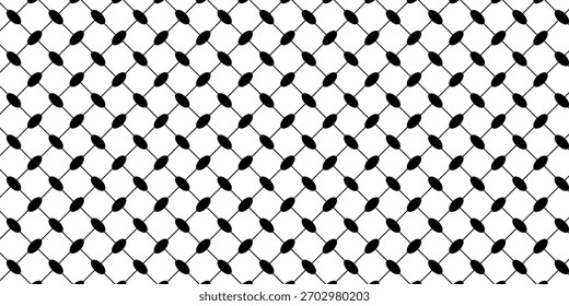 Padrão keffiyeh clássico. Impressão tradicional do cachecol da cabeça do Oriente Médio. Textura de tecido geométrico. Fundo têxtil árabe. Estrutura de malha ou rede. Ilustração gráfica vetorial.