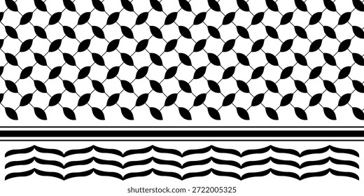 Klassisches Keffiyeh-Muster. Traditioneller palästinensischer Kopfbedeckungsdruck. Geometrische Textur. Nahost-Stoffdesign. Banner im orientalischen Stil. Vektorgrafik.