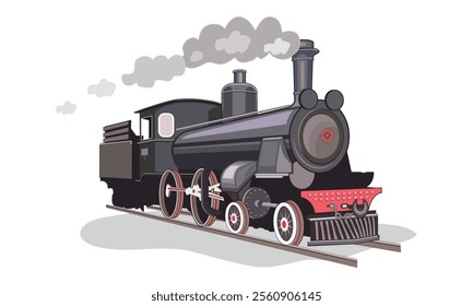 Classical locomotive railways illustration style for design purposes.