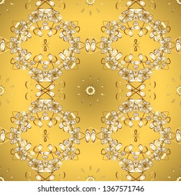 Classical luxury old fashioned damask ornament, royal victorian seamless texture for wallpapers, textile, wrapping. Vector seamless pattern background. Illustration in beige and yellow colors. Vector.