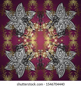 Classical luxury old fashioned damask ornament, royal victorian. Pictures in white and purple colors. Vector damask seamless pattern background. Seamless texture for wallpapers, textile, wrapping.