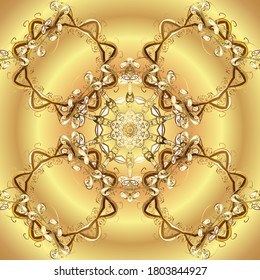 Classical luxury old fashioned damask ornament, royal victorian seamless texture for wallpapers, wrapping. Vector. Illustration in beige  colors. Vector cute seamless pattern background. #ABFHUSV