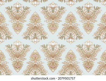 Classical luxury old fashioned damask ornament, royal victorian floral baroque. Seamless pattern, background. Vector illustration.