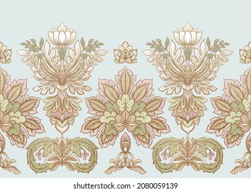 El lujoso y clásico adorno adamascado de estilo antiguo, barroco floral victoriano real. Patrón sin inconvenientes, fondo. Ilustración vectorial.