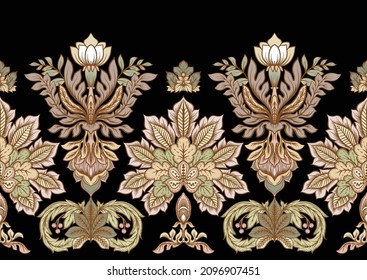 Classical luxury old fashioned damask ornament, royal victorian floral baroque. Seamless pattern, background. Vector illustration.