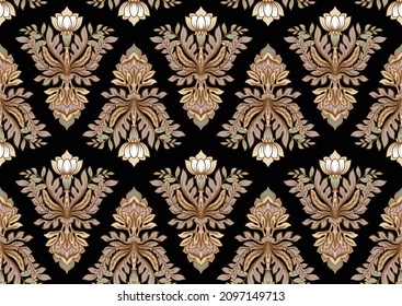 Classical luxury old fashioned damask ornament, royal victorian floral baroque. Seamless pattern, background. Vector illustration.
