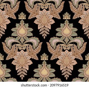 Classical luxury old fashioned damask ornament, royal victorian floral baroque. Seamless pattern, background. Vector illustration.