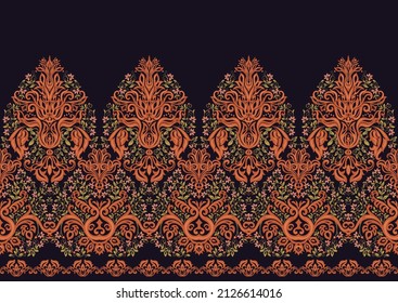 Classical luxury old fashioned damask ornament, royal victorian floral baroque. Seamless pattern, background. Vector illustration.