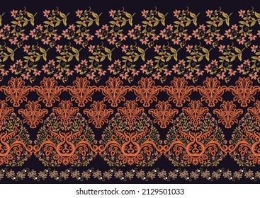 El lujoso y clásico adorno adamascado de estilo antiguo, barroco floral victoriano real. Patrón sin inconvenientes, fondo. Ilustración vectorial.