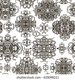 Classical luxury old fashioned damask ornament, royal victorian seamless texture for wallpapers, textile, wrapping. Coloring book for kids and adults. Vector seamless pattern element.