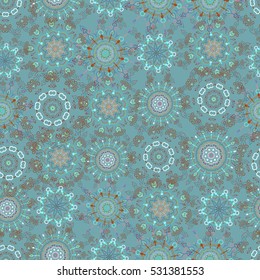 Classical luxury old fashioned damask ornament, royal victorian seamless texture for fabric, textile, wrapping. Exquisite floral baroque sketch in blue and beige colors. Vector damask seamless pattern