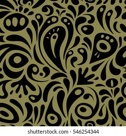 Classical luxury old fashioned damask ornament, royal victorian seamless texture for textile, wrapping. Exquisite doodle baroque template in neutral and black colors. Vector damask pattern.