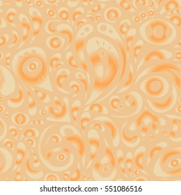 Classical luxury old fashioned damask ornament, royal victorian seamless texture for fabric, textile, wrapping. Exquisite baroque template in orange and beige colors. Vector damask seamless pattern.