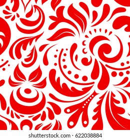 Classical luxury old fashioned damask ornament, royal victorian seamless texture for wallpapers, textile, wrapping. Exquisite doodle baroque template in red colors. Vector damask seamless pattern.