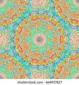 Classical luxury old fashioned damask ornament, royal victorian seamless texture for wallpapers, textile, wrapping. Exquisite baroque template in blue and green colors. Vector damask seamless pattern.