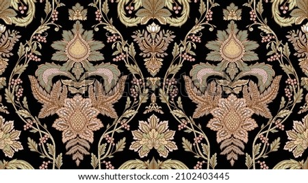 Classical luxury old fashioned damask ornament, royal victorian floral baroque. Seamless pattern, background. Vector illustration.