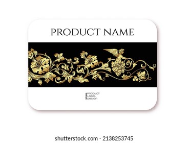Classical luxury old fashioned royal baroque, historical ornament with lilies, victorian floral. Plastic debit or credit, pass, discount, membership card template. Vector illustration.