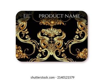 Classical luxury old fashioned royal baroque, historical ornament with lilies, victorian floral. Plastic debit or credit, pass, discount, membership card template. Vector illustration.