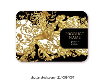 Classical luxury old fashioned royal baroque, historical ornament with lilies, victorian floral Plastic debit or credit, pass, discount, membership card template. Vector illustration.