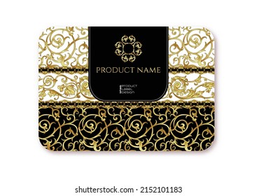 Classical luxury old fashioned royal baroque, historical ornament with lilies, victorian floral Plastic debit or credit, pass, discount, membership card template. Vector illustration.