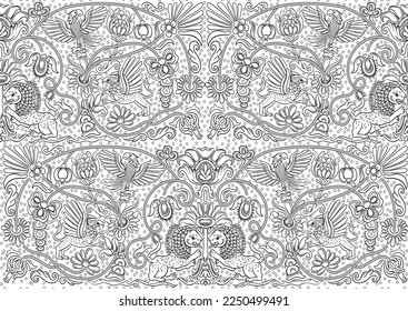 Classical luxury old fashioned royal decoration, historical ornament with lions, griffons and eagle Seamless pattern, background. Vector illustration.