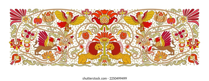 Classical luxury old fashioned royal decoration, historical ornament with lions, griffons and eagle Clip art, set of elements for design Vector illustration.