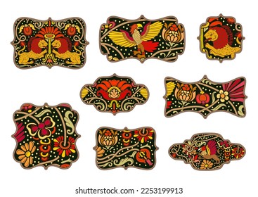 Classical luxury old fashioned royal decoration, historical ornament with lions, griffons and eagle Clip art, set of elements for design Vector illustration.