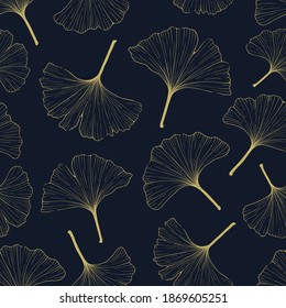 Classical luxury seamless pattern with ginkgo leaves.