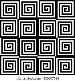 Classical meander ancient Greek pattern. Asymmetrical black and white. Backgrounds & textures shop.