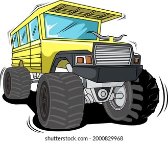 classical monster truck hand drawing vector