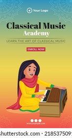 Classical Music Academy Portrait Template Design. 