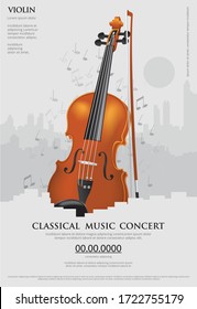 The Classical Music Concept Poster Violin Vector Illustration