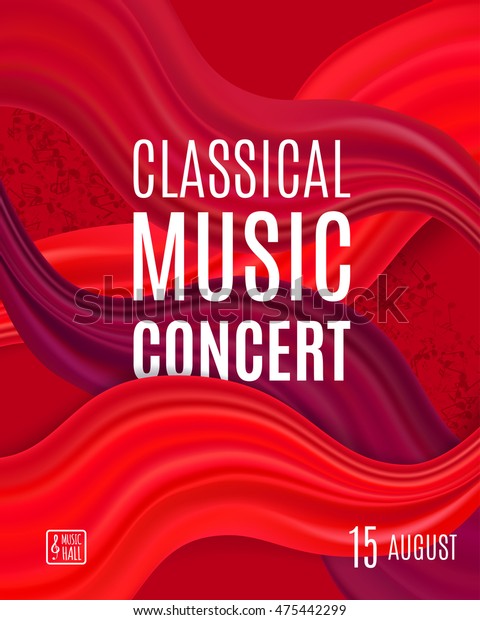 Classical music concert poster with elegant\
background. Vector template\
design