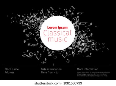 Classical music concert poster template with band name, location - dark version