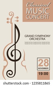 classical music concert poster with violin image