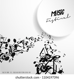 Classical music festival advertising poster template with tunes.