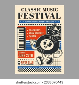 Classical music festival poster in retro style