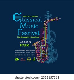 Classical music festival typography slogan for t shirt printing, tee graphic design. 