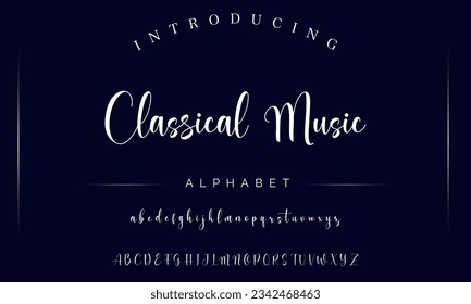 Classical Music Hand drawn vector alphabet. Modern monoline signature script font. Elegant Signature Font. Best Alphabet Beautiful Calligraphy Signature Font lettering handwritten